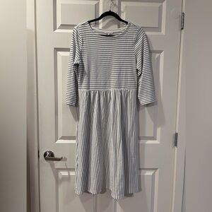 White and Black Striped Cotton Dress
